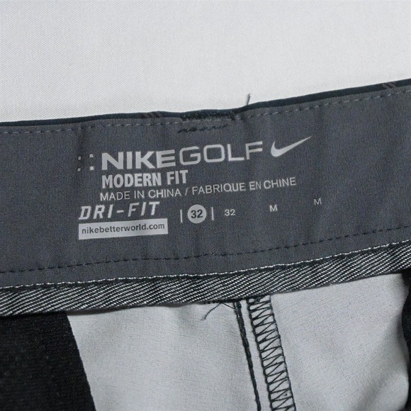 Nike 32 x 10" 725700 Black Print Plaid Dri Fit Flat Front Golf Shorts - Picture 3 of 7